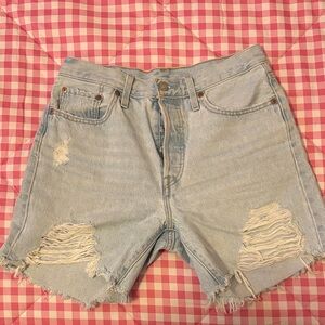 Levi's Light Blue Ripped Jean Shorts